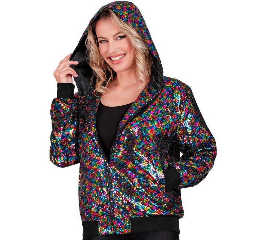Translation missing: en.Bomber puntos multicolor con capucha para adulto