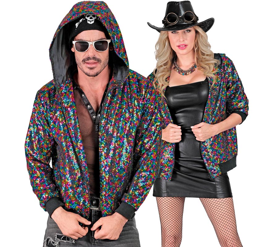 Translation missing: en.Bomber puntos multicolor con capucha para adulto