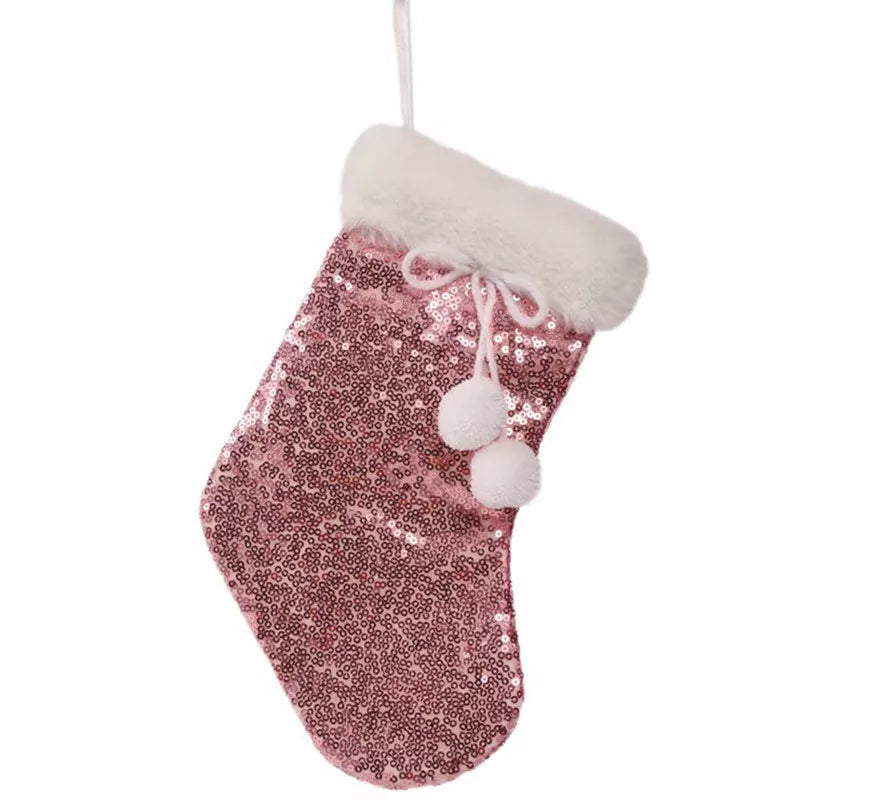 Translation missing: en.Bota de Noel con Lentejuelas Rosa de 28 cms