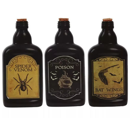 Botellas de Veneno en Vidrio Surtidas de 19 cm