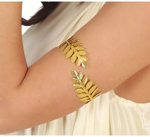 Brazalete Romana Metálica hojas doradas