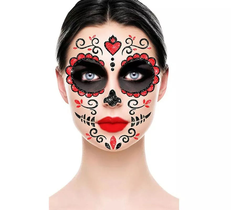 Brillantina Facial Catrina rojo de 20x20 cm