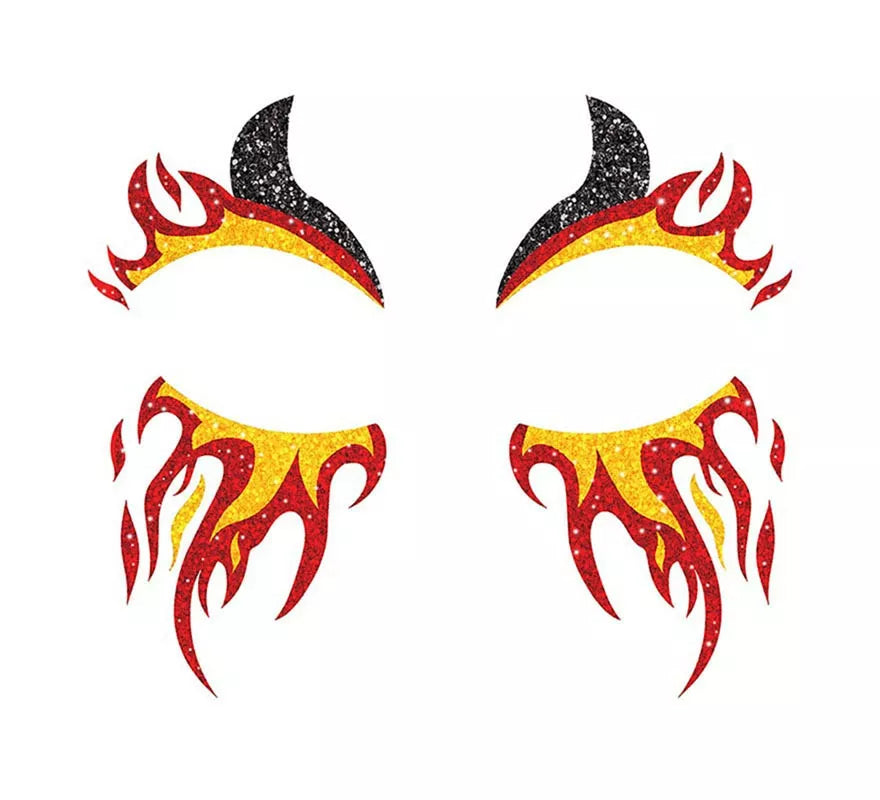 Brillantina Facial Fuego y Cuernos de 20x20 cm