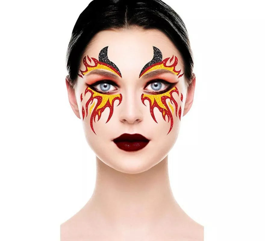 Brillantina Facial Fuego y Cuernos de 20x20 cm
