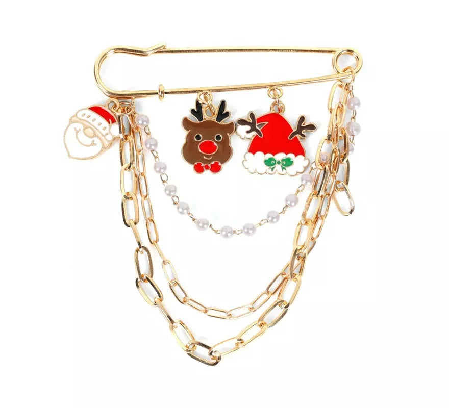 Broche de Figuritas Navideñas con cadena de 8x8 cm