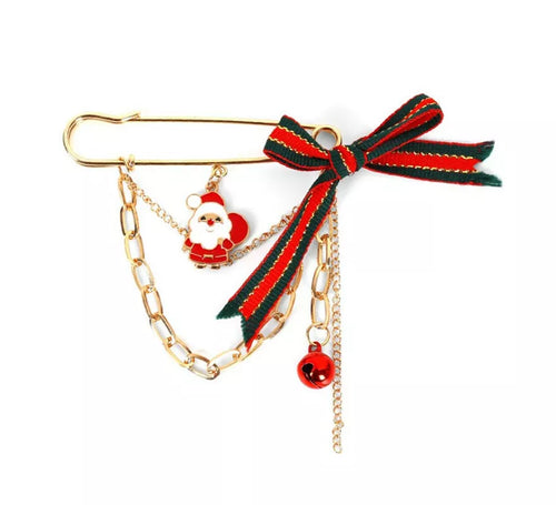 Broche de Papá Noel lazo y cadena de 8x8 cm