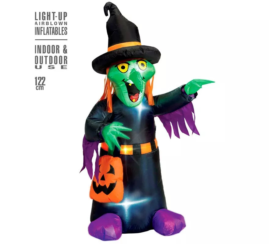 Translation missing: en.Bruja Auto Hinchable de Halloween con Iluminación de 122 cm