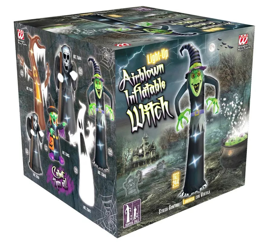Translation missing: en.Bruja Auto Hinchable de Halloween con Iluminación de 244 cm