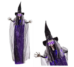 Purple Hanging Witch with Light 60x12x153 cm