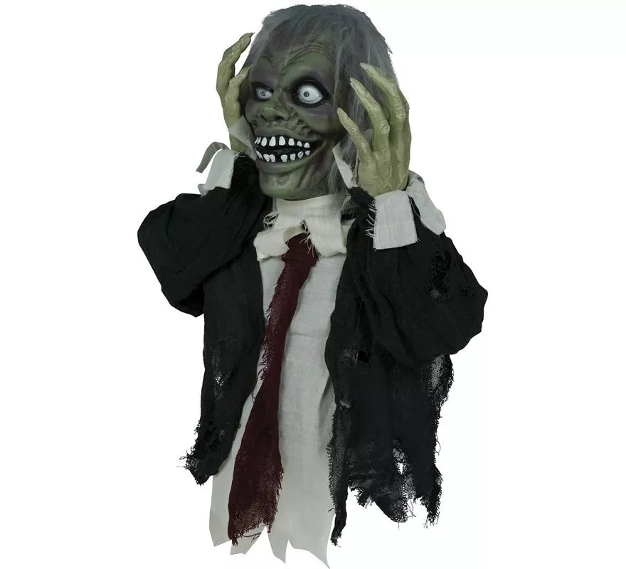 Busto de Zombie con Luz de Sonido y Movimiento de 55 cm