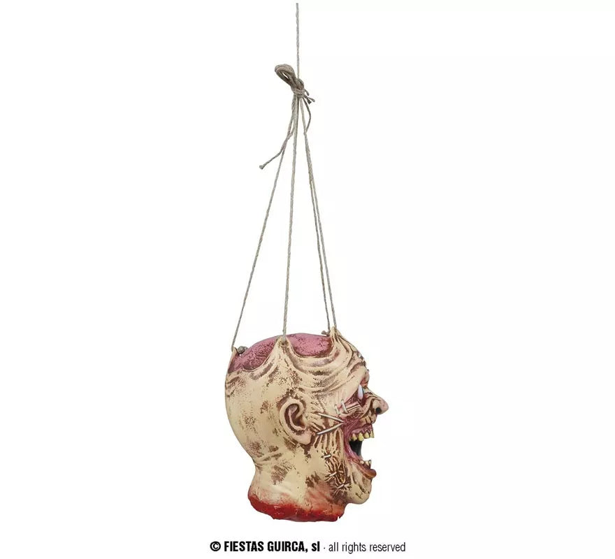 Cabeza Zombie Colgante de látex de 28 cm
