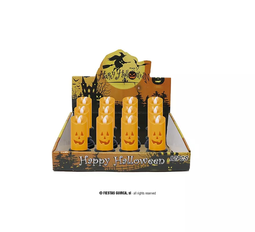 Translation missing: en.Caja de 12 Velas naranja con luz de 12,5 cm