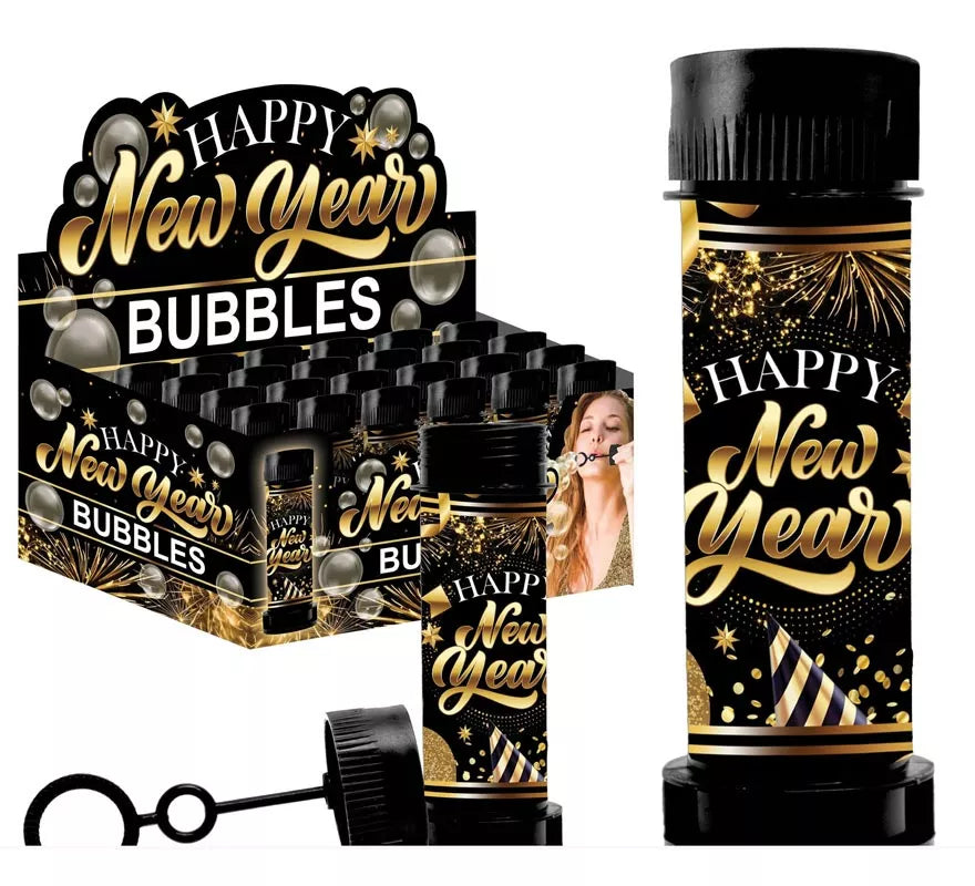Translation missing: en.Caja de 24 Botes Burbujas Happy New Year de 14 cm