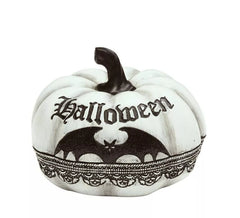 White Pumpkin with Bat 12x15 cm for Halloween