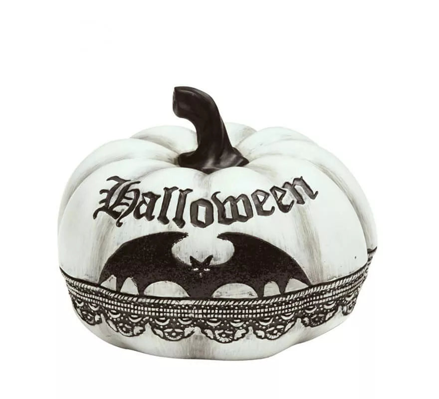 Translation missing: en.Calabaza blanca con Murciélago de 12x15 cm de Halloween