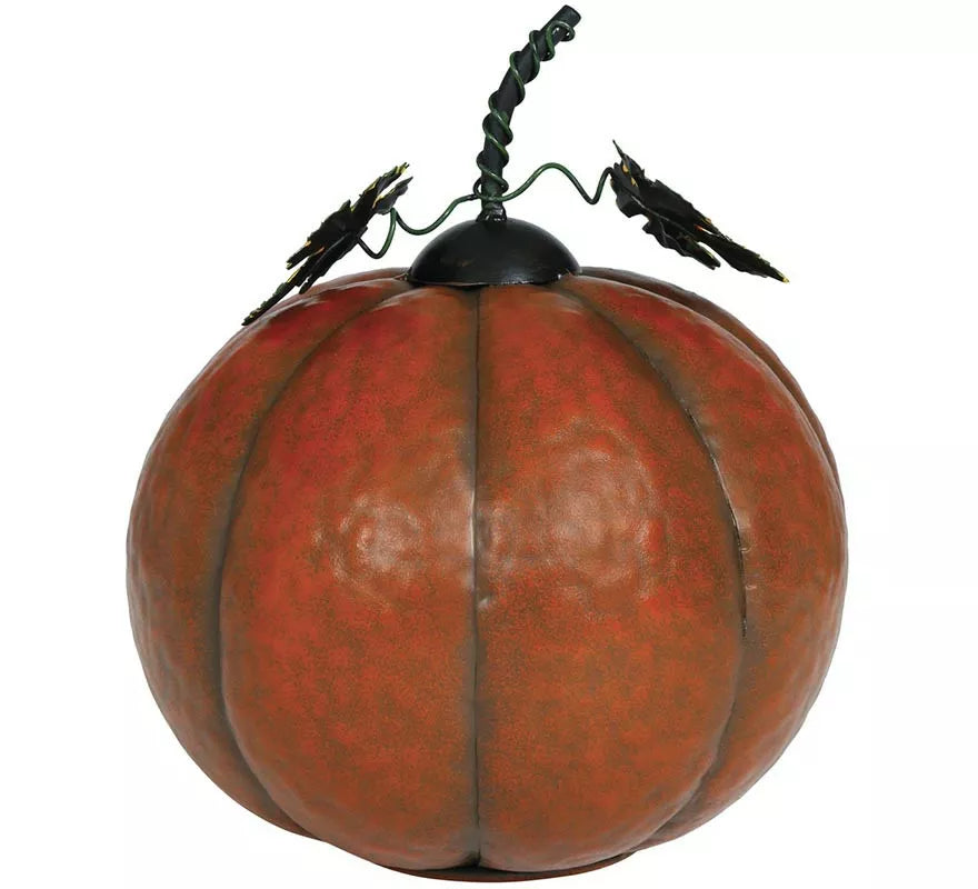 Calabaza Metálica naranja con Luz 16 cm