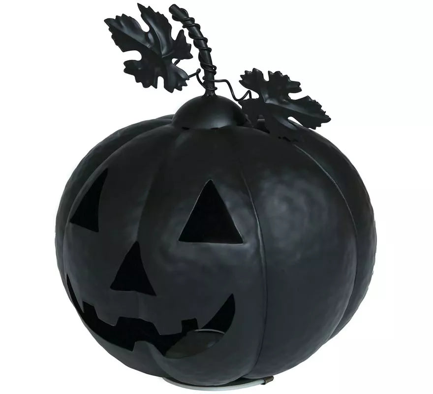 Calabaza Metálica negra con Luz 16 cm