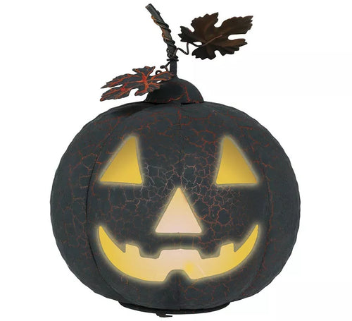 Calabaza negra y naranja de Metal con Luz de 20 cm