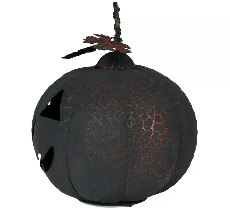Calabaza negra y naranja de Metal con Luz de 20 cm