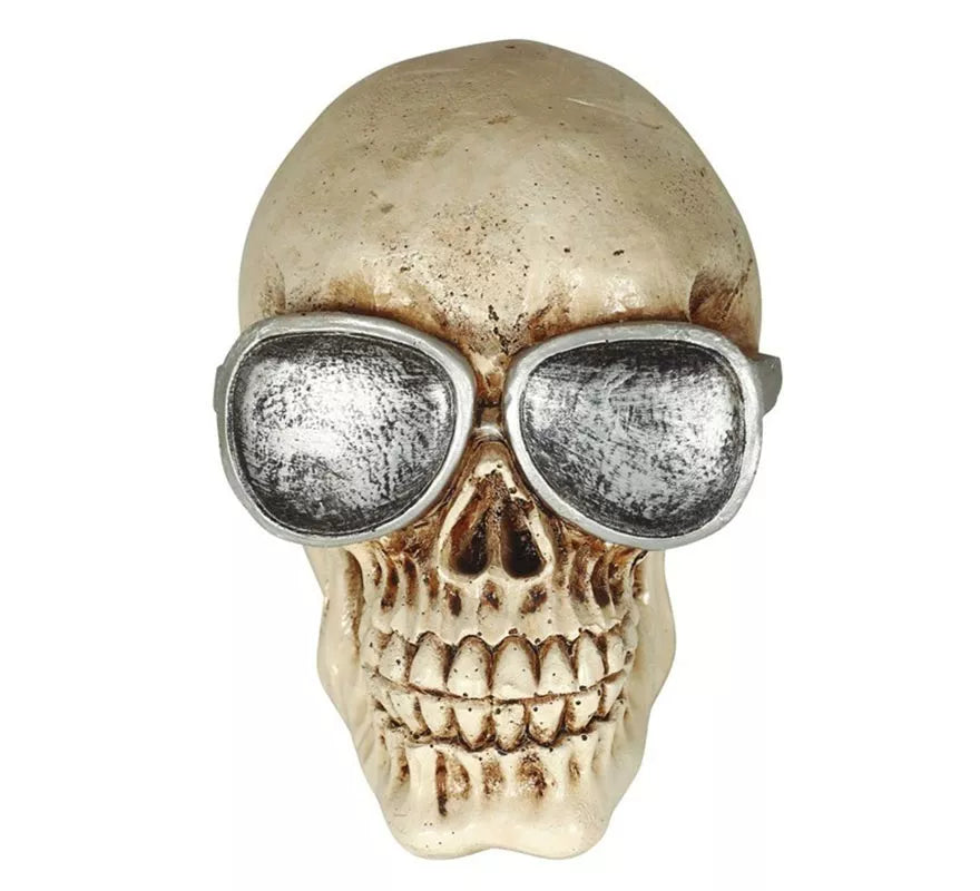 Calavera con Gafas Resina 11 cm