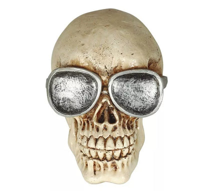 Calavera con Gafas Resina 11 cm