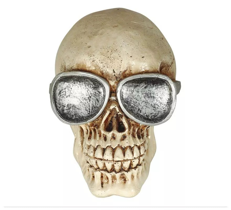 Calavera con Gafas Resina 11 cm