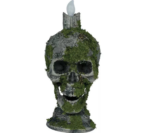 Calavera con Vela y Musgo con Luz de 35 cm