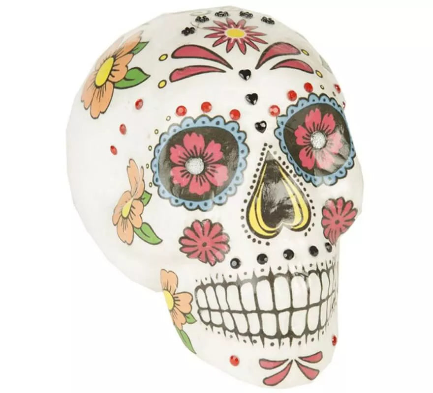 Translation missing: en.Calavera Día de Los Muertos colorida de 19 cm