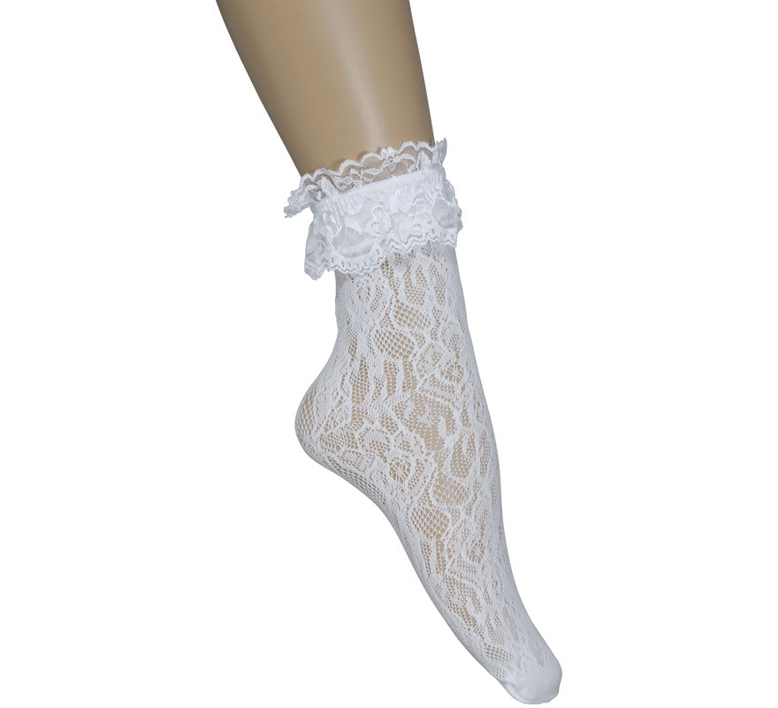 Calcetín con encaje corto blanco adulto