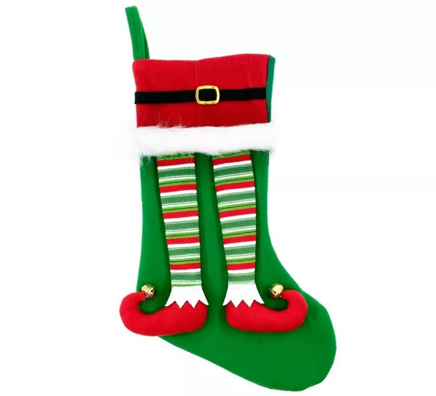 Calcetín de Navidad de Piernas de Elfo de 46 cm