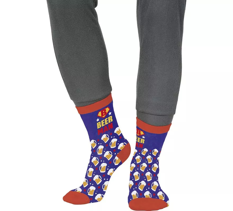 Translation missing: en.Calcetines azules BeerMan para adultos