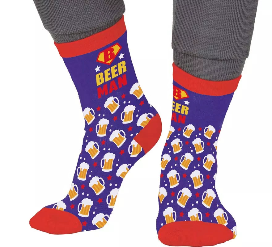 Translation missing: en.Calcetines azules BeerMan para adultos