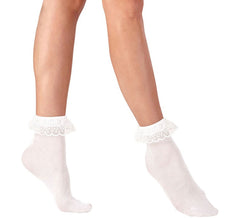 White Socks with Lace Ruffle 70 DEN