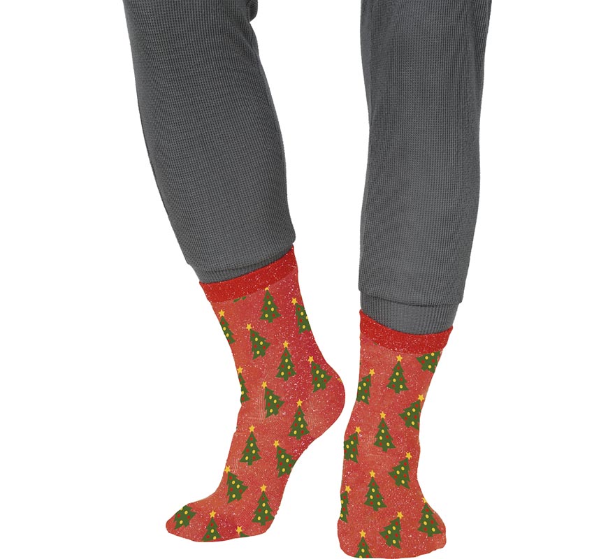 Calcetines Navideños Arboles con Purpurina en números del 22 al 41