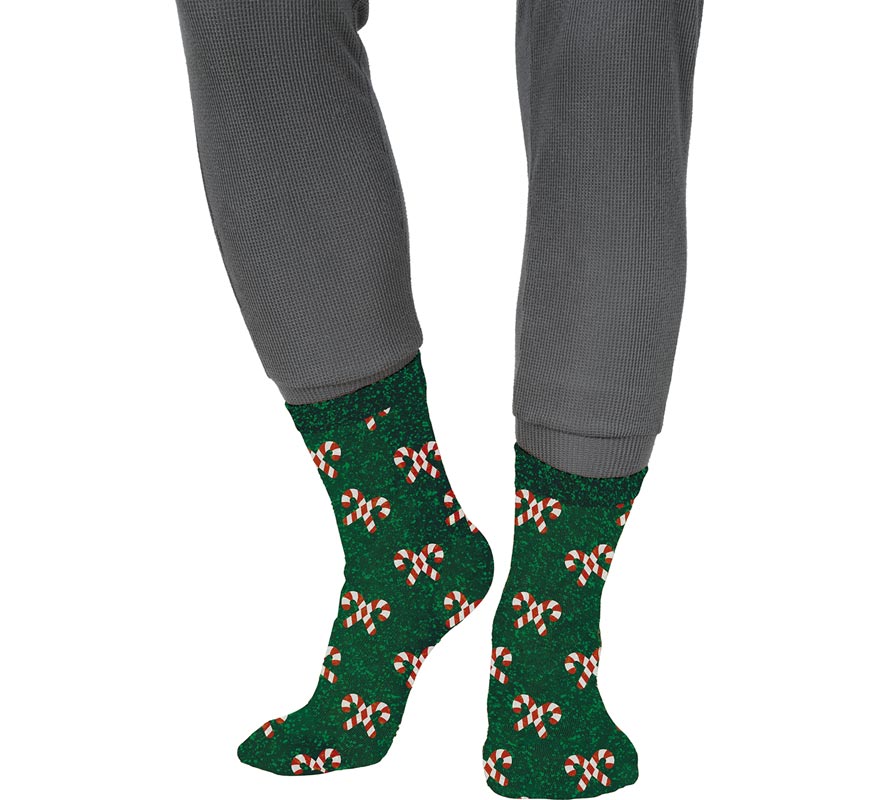 Calcetines Navideños Bastones con Purpurina en números del 22 al 41