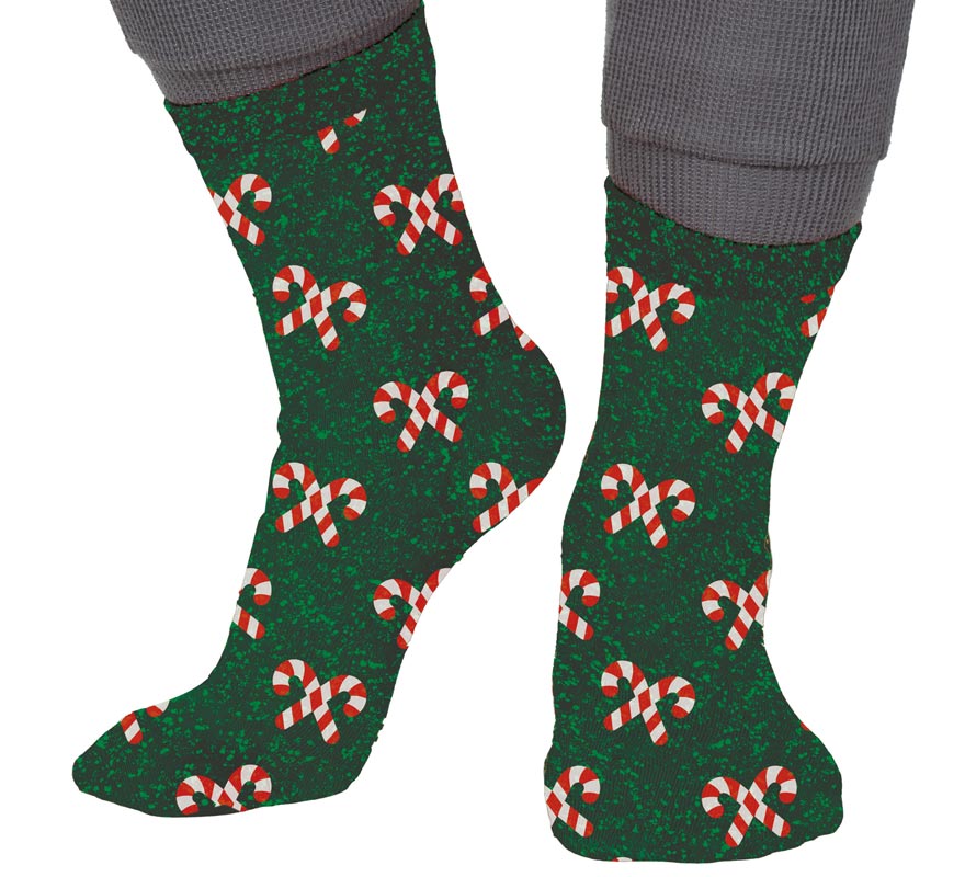 Translation missing: en.Calcetines Navideños Bastones con Purpurina en números del 22 al 41