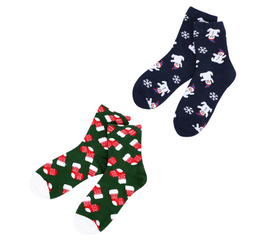 Calcetines Navideños Botas y Muñeco de nieve en modelos surtidos adulto