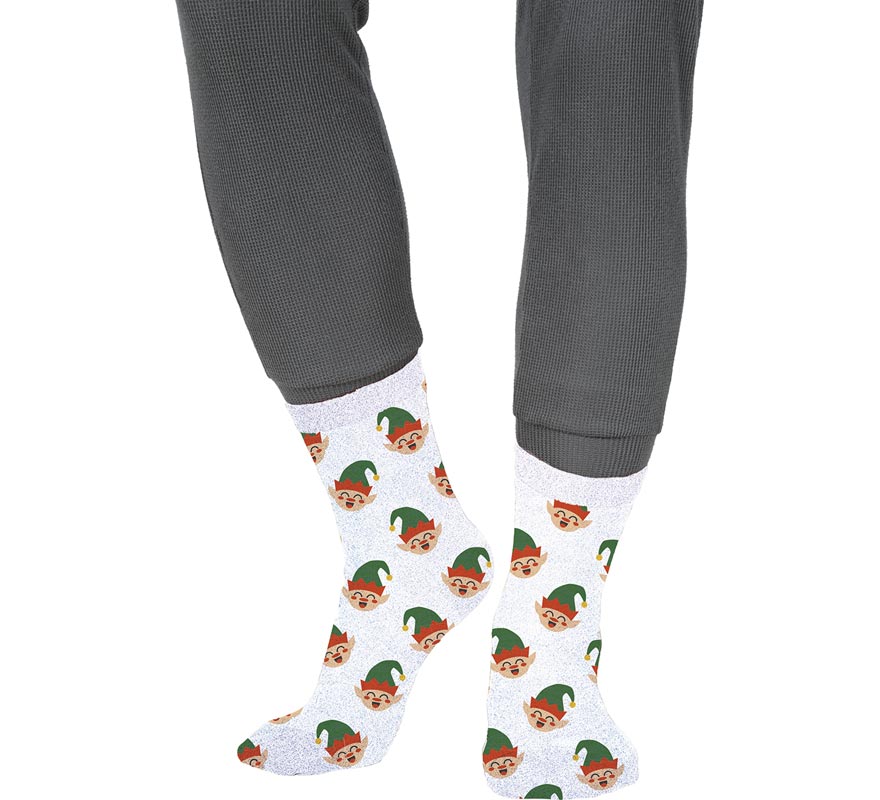 Calcetines Navideños Elfos con Purpurina en números del 22 al 41