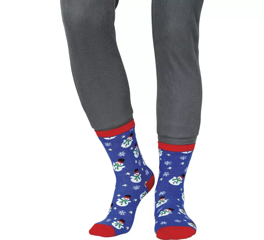 Calcetines Navideños Muñeco de Nieve azul en números del 22 al 48