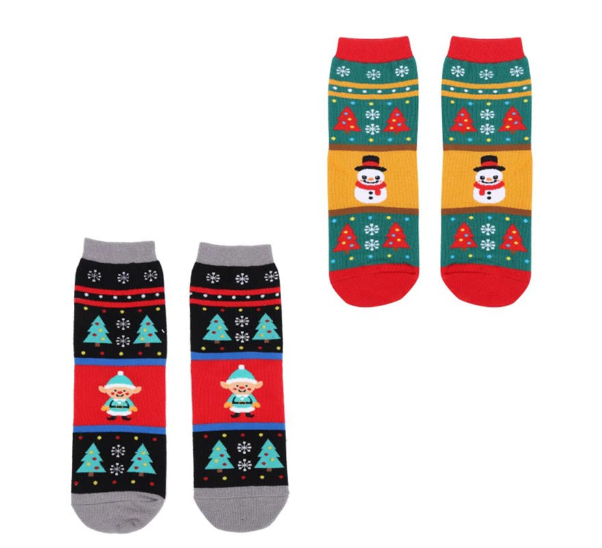 Translation missing: en.Calcetines Navideños Muñeco de nieve y Elfo Talla 28-35 en modelos surtidos infantil