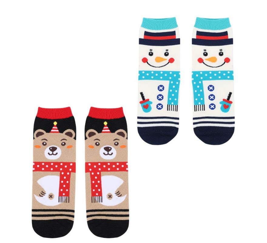 Translation missing: en.Calcetines Navideños Oso y Muñeco de nieve Talla 28-35 en modelos surtidos infantil