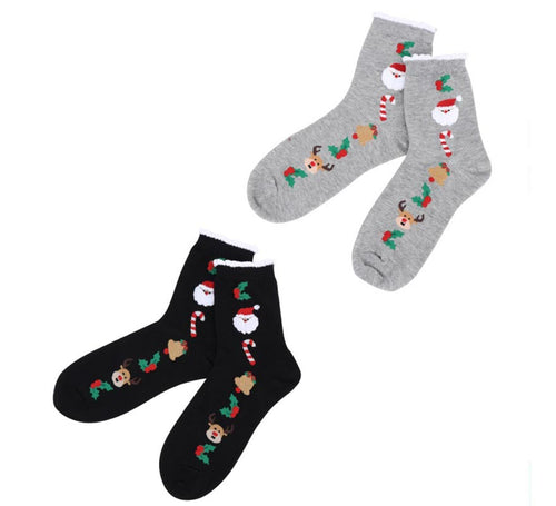 Calcetines Navideños Papá Noel oscuros en colores surtidos adulto