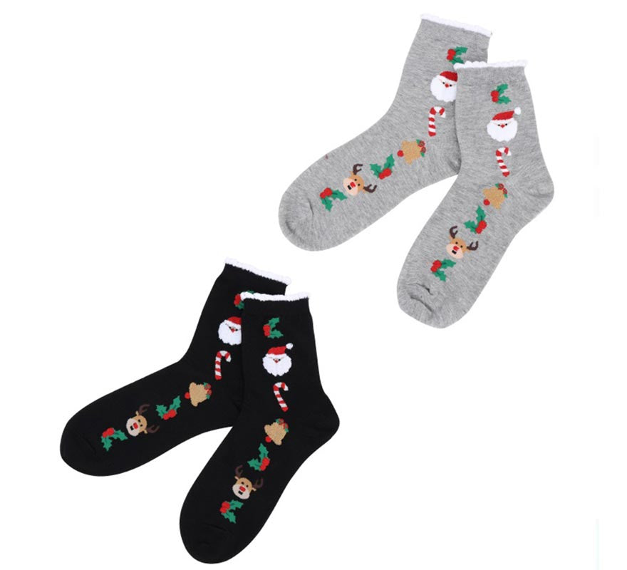 Translation missing: en.Calcetines Navideños Papá Noel oscuros en colores surtidos adulto