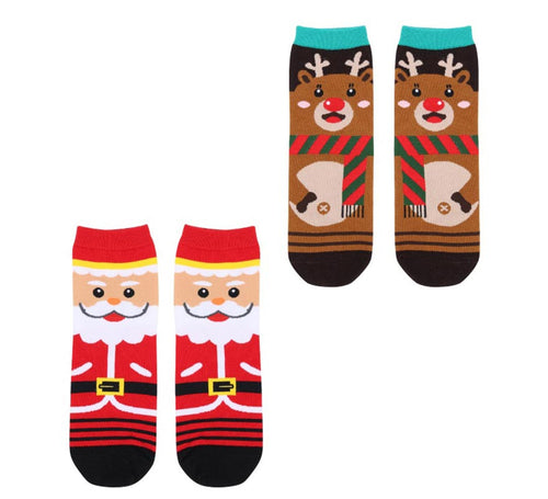 Calcetines Navideños Papá Noel y Reno Talla 28-35 en modelos surtidos infantil