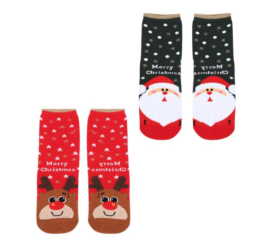 Translation missing: en.Calcetines Navideños Reno y Papá Noel Talla 28-35 en modelos surtidos infantil