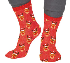 Glitter Reindeer Christmas Socks in sizes 22 to 41