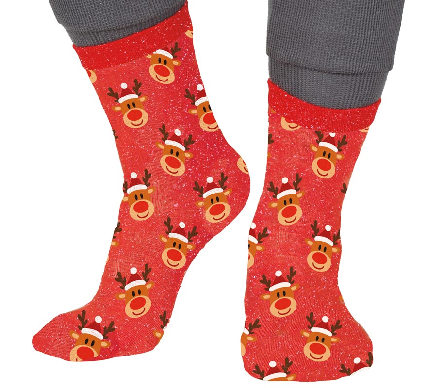 Translation missing: en.Calcetines Navideños Renos con Purpurina en números del 22 al 41