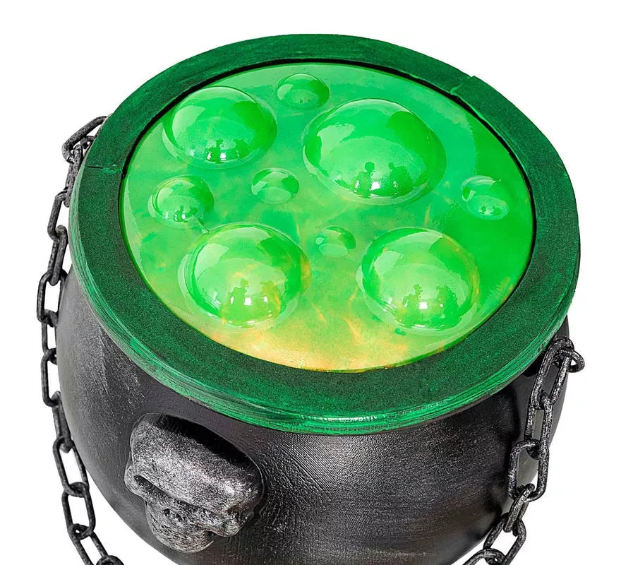 Caldero de bruja con poción verde simulada de 20x17x36 cm