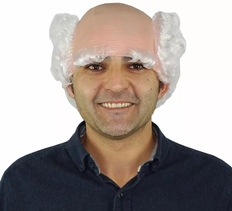 Calva con pelo y cejas blancas de Abuelo