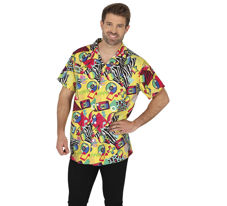Camisa de los años 80 multicolor adulto